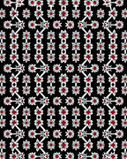 Black Crimson White Floral Lattice Rug
