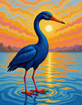 Sunset Heron In Rippling Water Rug