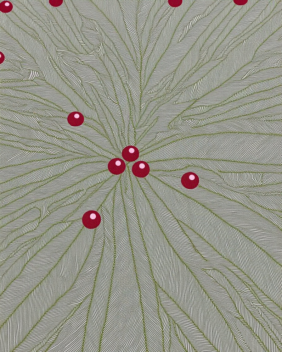 Green Leafy Vines with Red Berries Rug