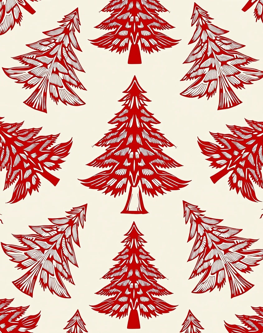 Crimson Winter Evergreen Forest Rug