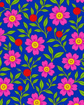 Vibrant Pink Floral Leafy Vine Rug