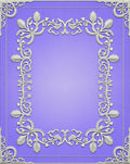 Lavender Floral Scroll Ornate Frame Rug