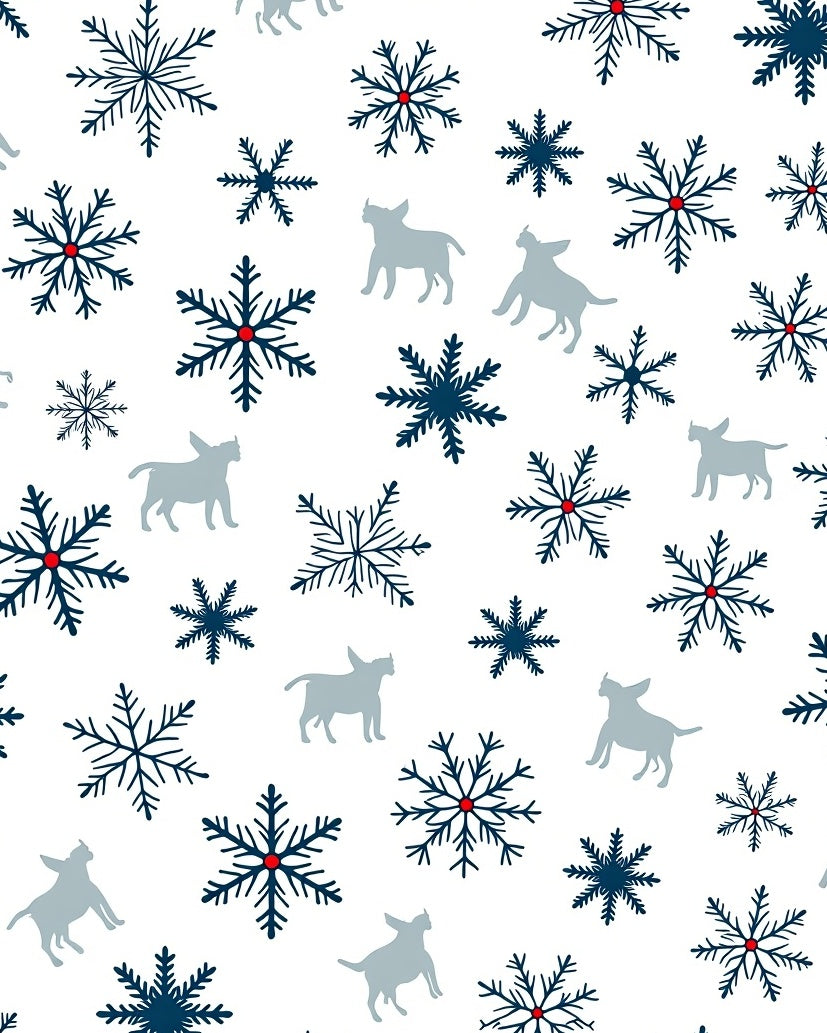 Blue Snowflake Gray Dog Winter Scene Rug
