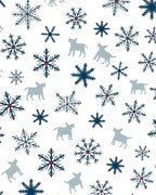 Blue Snowflake Gray Dog Winter Scene Rug
