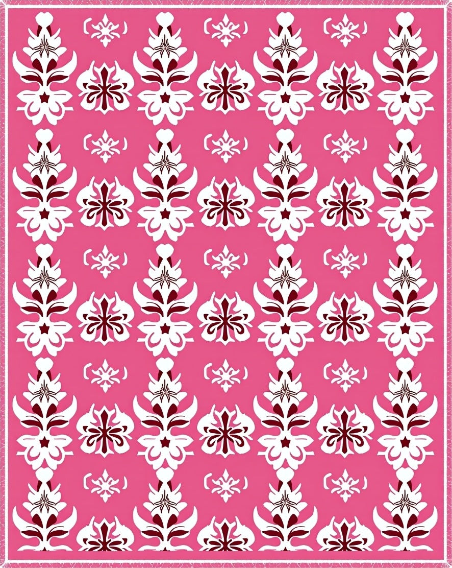 Elegant Rose Pink Floral Medallion Rug