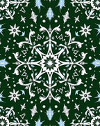Green Winter Snowflake Mandala Rug