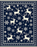Reindeer Snowflake Border Navy Rug
