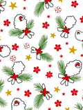 Festive Sheep Red Floral Gold Stars Rug