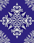 Deep Blue White Floral Medallion Rug
