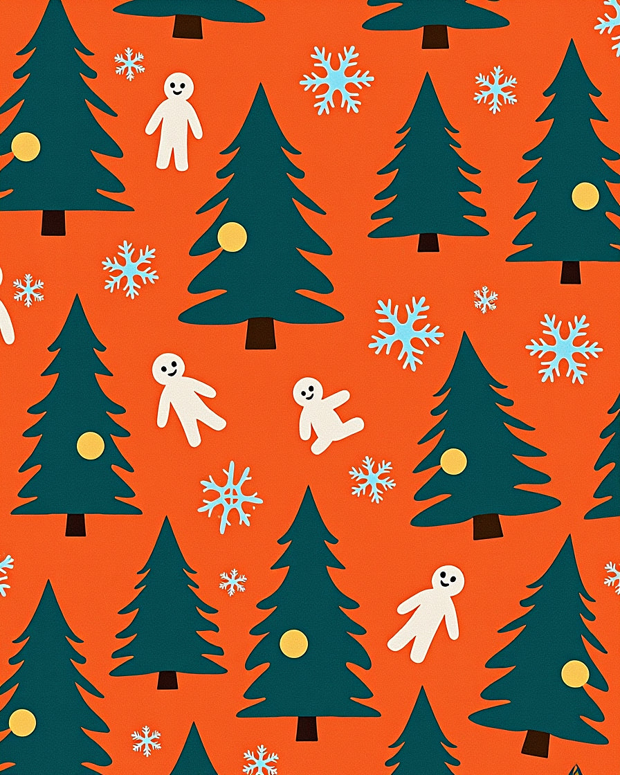 Festive Christmas Trees Gingerbread Snowflakes Rug