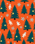 Festive Christmas Trees Gingerbread Snowflakes Rug