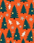 Festive Christmas Trees Gingerbread Snowflakes Rug
