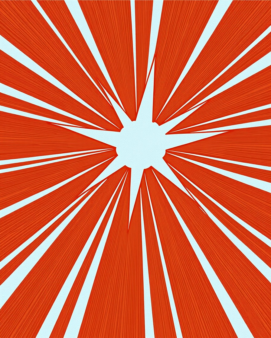 Orange Burst Radiating Sunburst Rug
