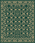 Forest Green Cream Floral Lattice Rug
