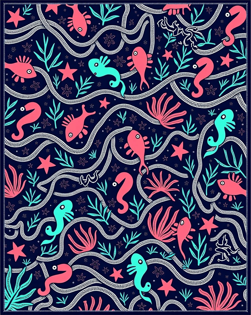Marine Life Coral Sea Creatures Rug