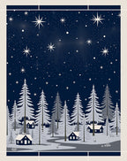 Midnight Snowy Forest Starry Night Rug
