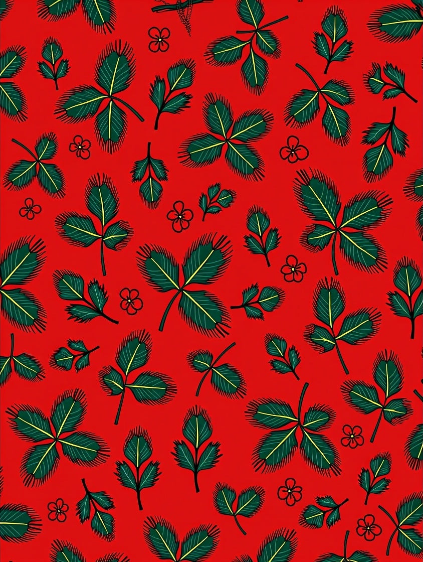 Green Leafy Clover Blossom Rug
