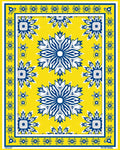 Bright Yellow Blue Starburst Arrangement Rug