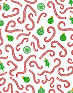 Red Green Candy Cane Ornaments Rug
