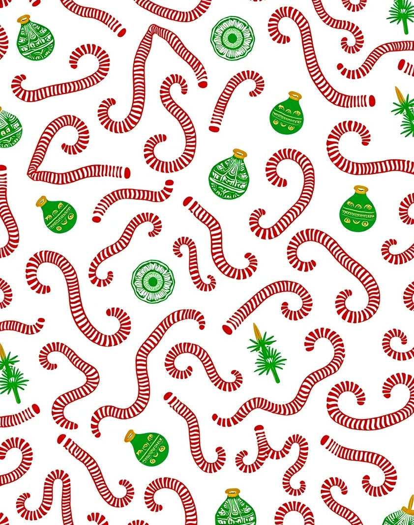 Red Green Candy Cane Ornaments Rug