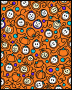 Orange Pumpkin Patch Halloween Characters Rug