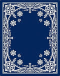 Deep Blue Snowflake Border Art Rug