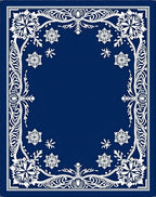 Deep Blue Snowflake Border Art Rug