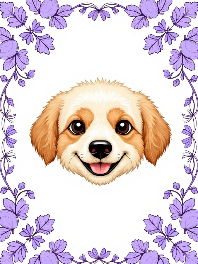 Happy Puppy Floral Border Rug