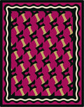 Bold Magenta Geometric interlocking Motif Rug
