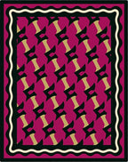 Bold Magenta Geometric interlocking Motif Rug
