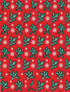 Red Green Leaf Snowflake Yuletide Rug