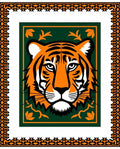 Bold Orange Tiger Emerald Green Border Rug