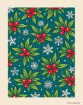 Festive Teal Berry Snowflake Cluster Rug