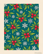 Festive Teal Berry Snowflake Cluster Rug