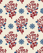 Crimson Blue Berry Branch Stars Rug