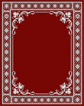 Deep Red Floral Border Statement Rug