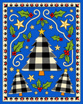 Blue Buffalo Check Christmas Trees Holly Stars Rug