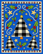 Blue Buffalo Check Christmas Trees Holly Stars Rug