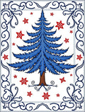 Vibrant Blue Feathered Tree Stars Rug