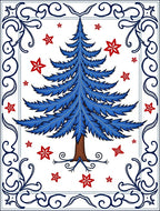 Vibrant Blue Feathered Tree Stars Rug