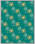 Teal Starburst and Abstract Face Rug