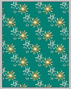 Teal Starburst and Abstract Face Rug