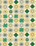 Retro Green Clover Floral Grid Rug