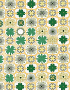 Retro Green Clover Floral Grid Rug