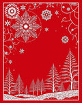 Crimson Winter Forest Snowflake Mandala Rug