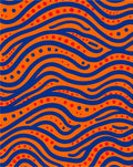 Bold Orange Blue Wavy Dot Rug