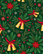 Golden Bells Red Ribbon Green Foliage Rug