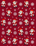 Red Christmas Santa Snowflakes Rug