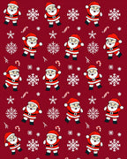 Red Christmas Santa Snowflakes Rug