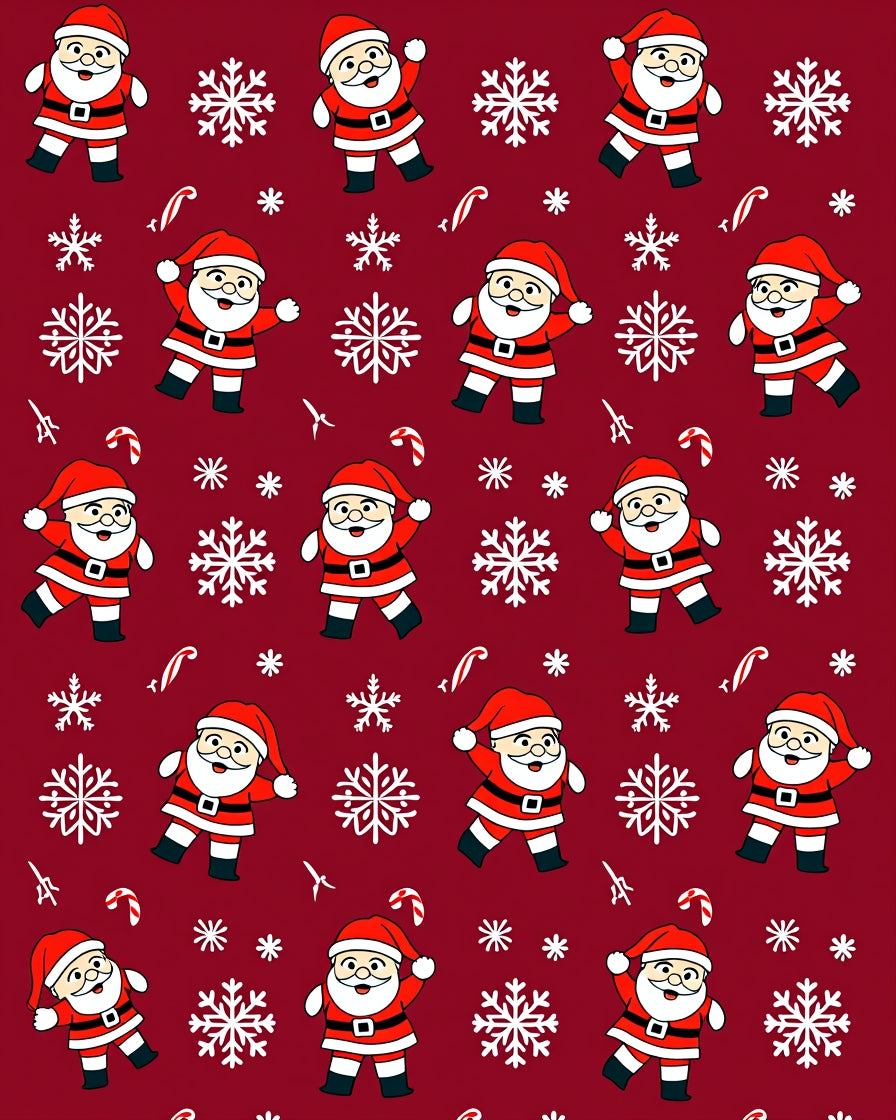 Red Christmas Santa Snowflakes Rug